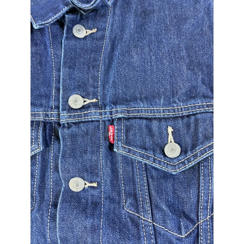 Levi's Premium Type 2 Trucker Jacket Denim‎ Dark Wash Blue Men's No Size Tag